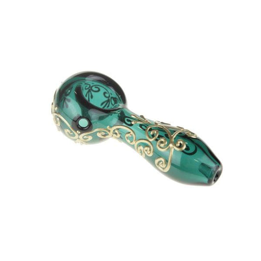 Golden Henna Teal Spoon Pipe - East Loud