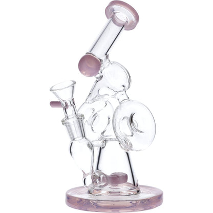 7" Hourglass Base Water Pipe - Milky Pink - East Loud