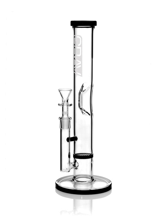 GRAV® Medium Straight Base w/ Disc Water Pipe - Black Accent - East Loud