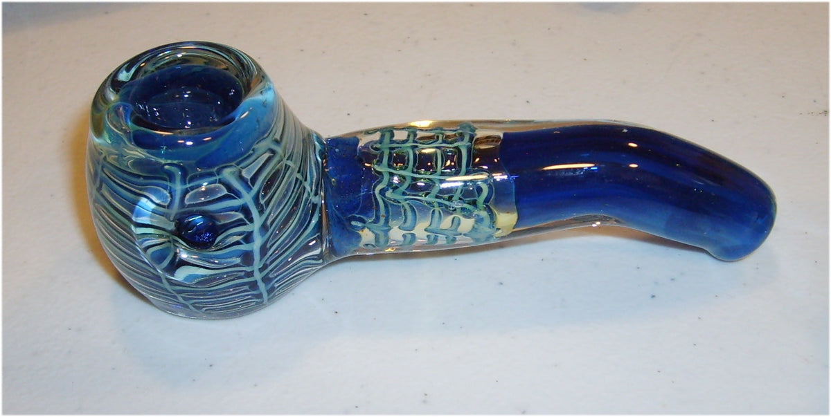 5" Glass Sherlock Hand Pipe w/ Spider Web Design