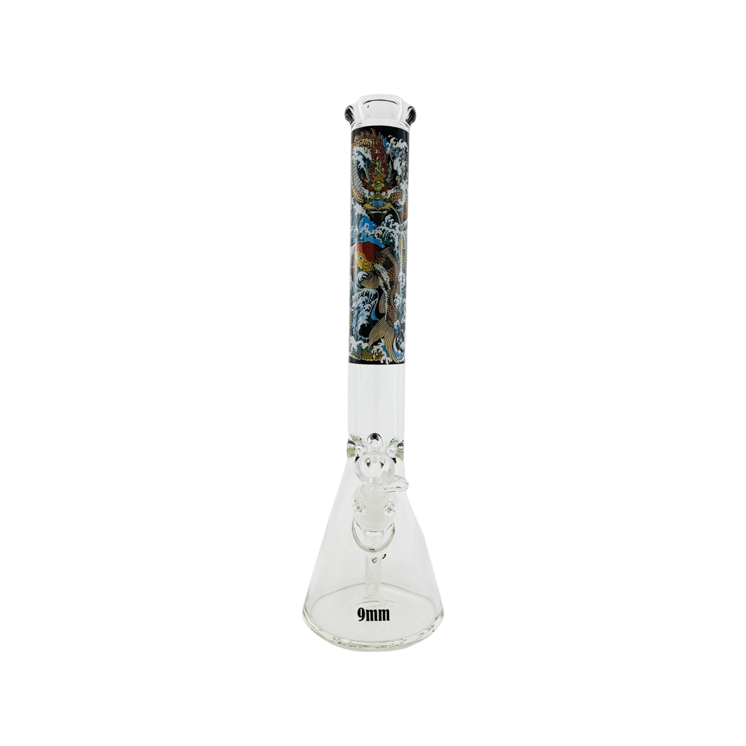 18" X 9mm The Legend of The Dragon Koi and the Hidden MAV Beaker Bong - East Loud